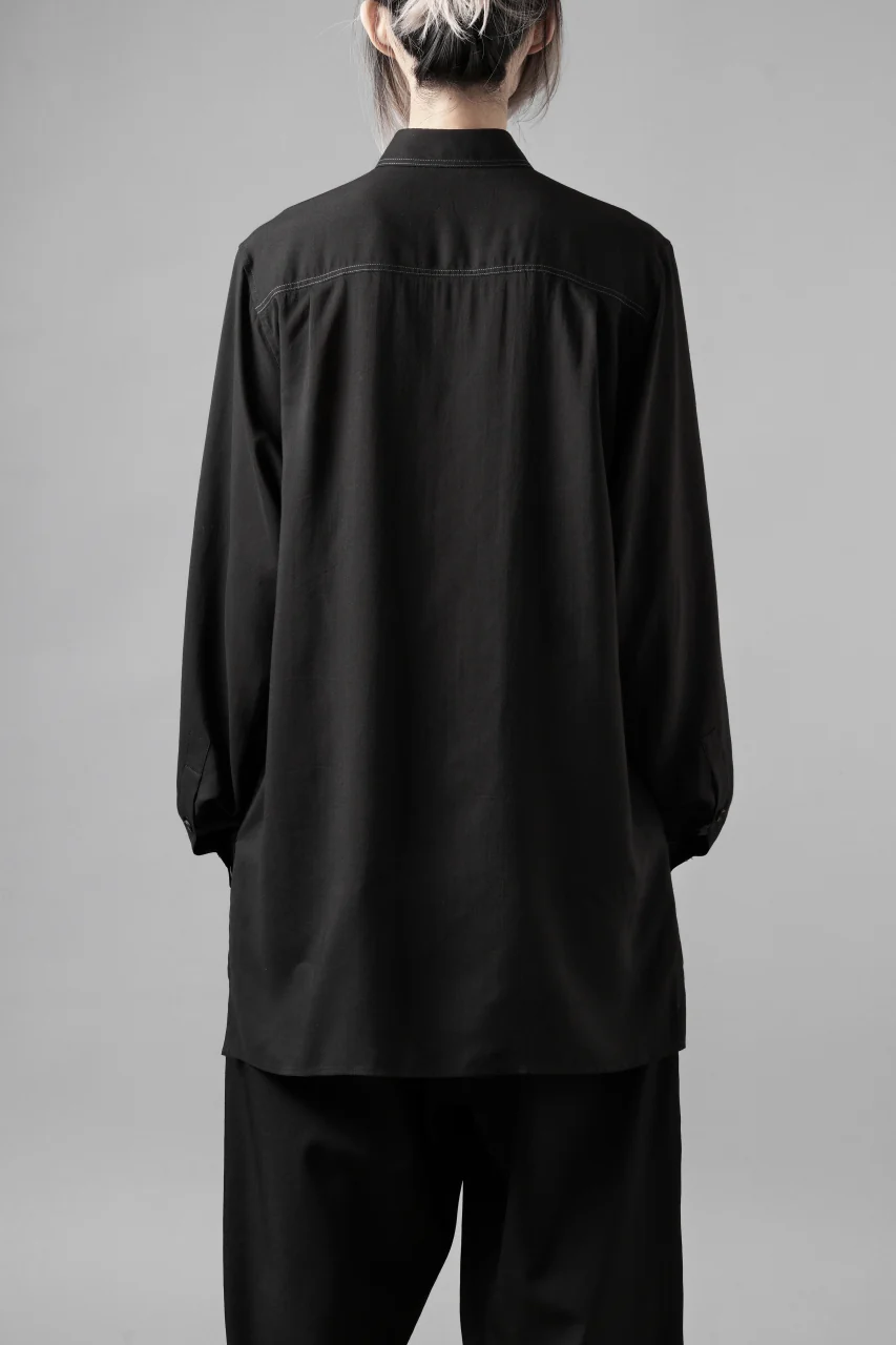 Y's for men DOUBLE STITCH SHIRT / CELLULOSE LAWN (BLACK) - Image 14