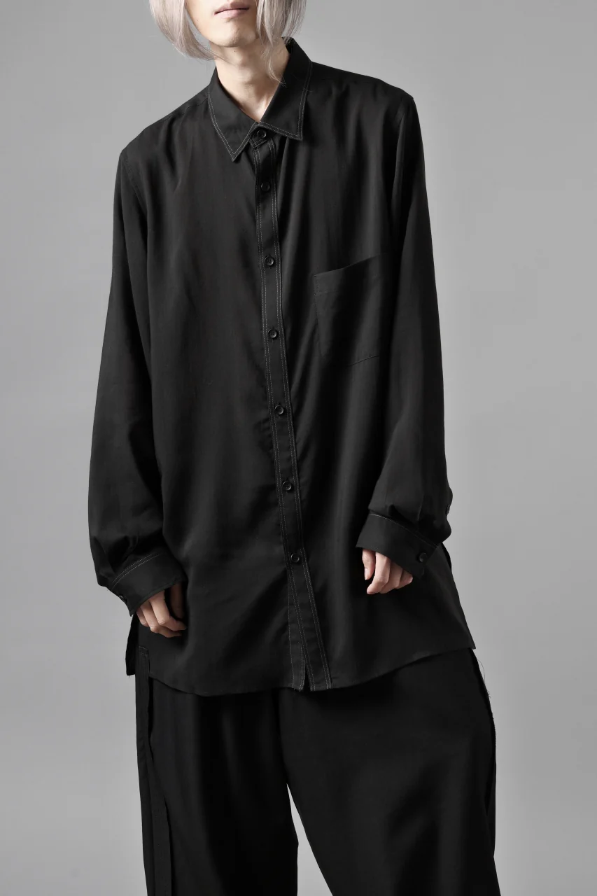 Y's for men DOUBLE STITCH SHIRT / CELLULOSE LAWN (BLACK) - Image 15