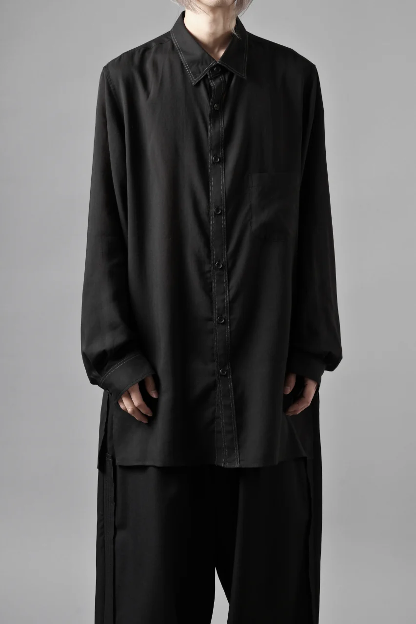 Y's for men DOUBLE STITCH SHIRT / CELLULOSE LAWN (BLACK) - Image 16