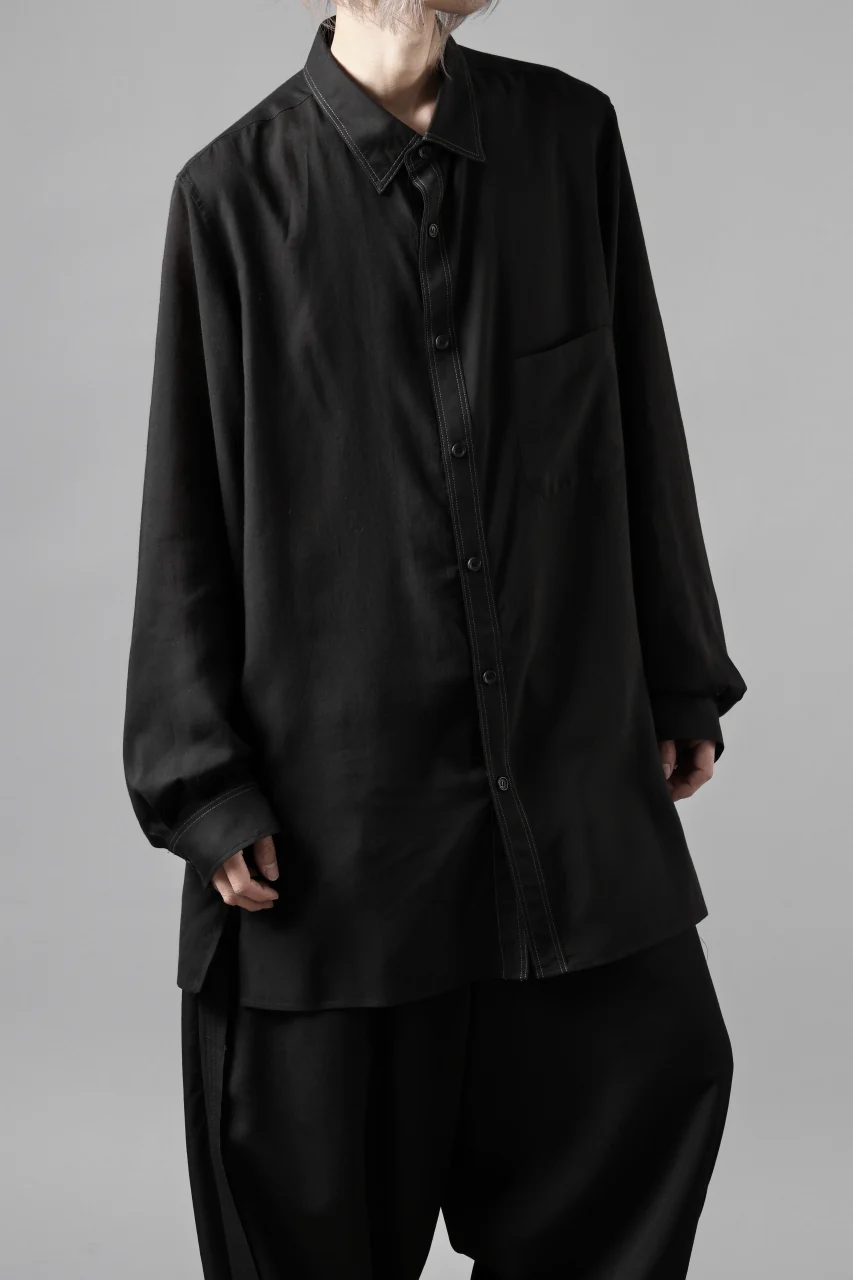 Y's for men DOUBLE STITCH SHIRT / CELLULOSE LAWN (BLACK) - Image 17