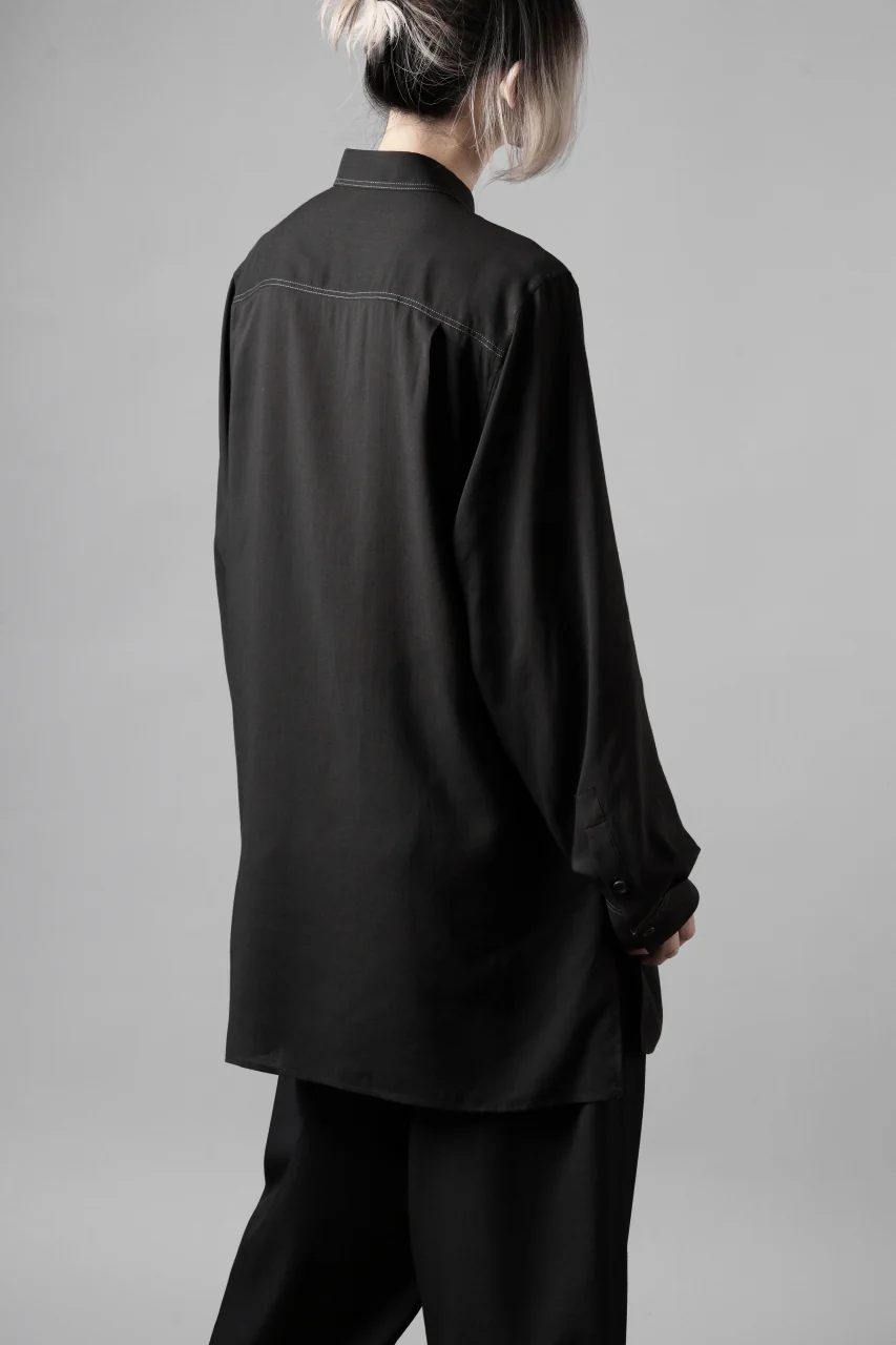 Y's for men DOUBLE STITCH SHIRT / CELLULOSE LAWN (BLACK) - Image 18
