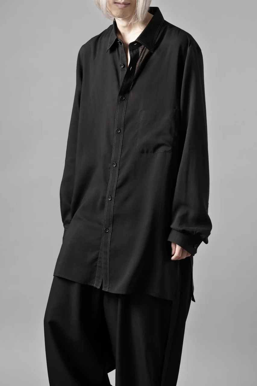 Y's for men DOUBLE STITCH SHIRT / CELLULOSE LAWN (BLACK) - Image 19