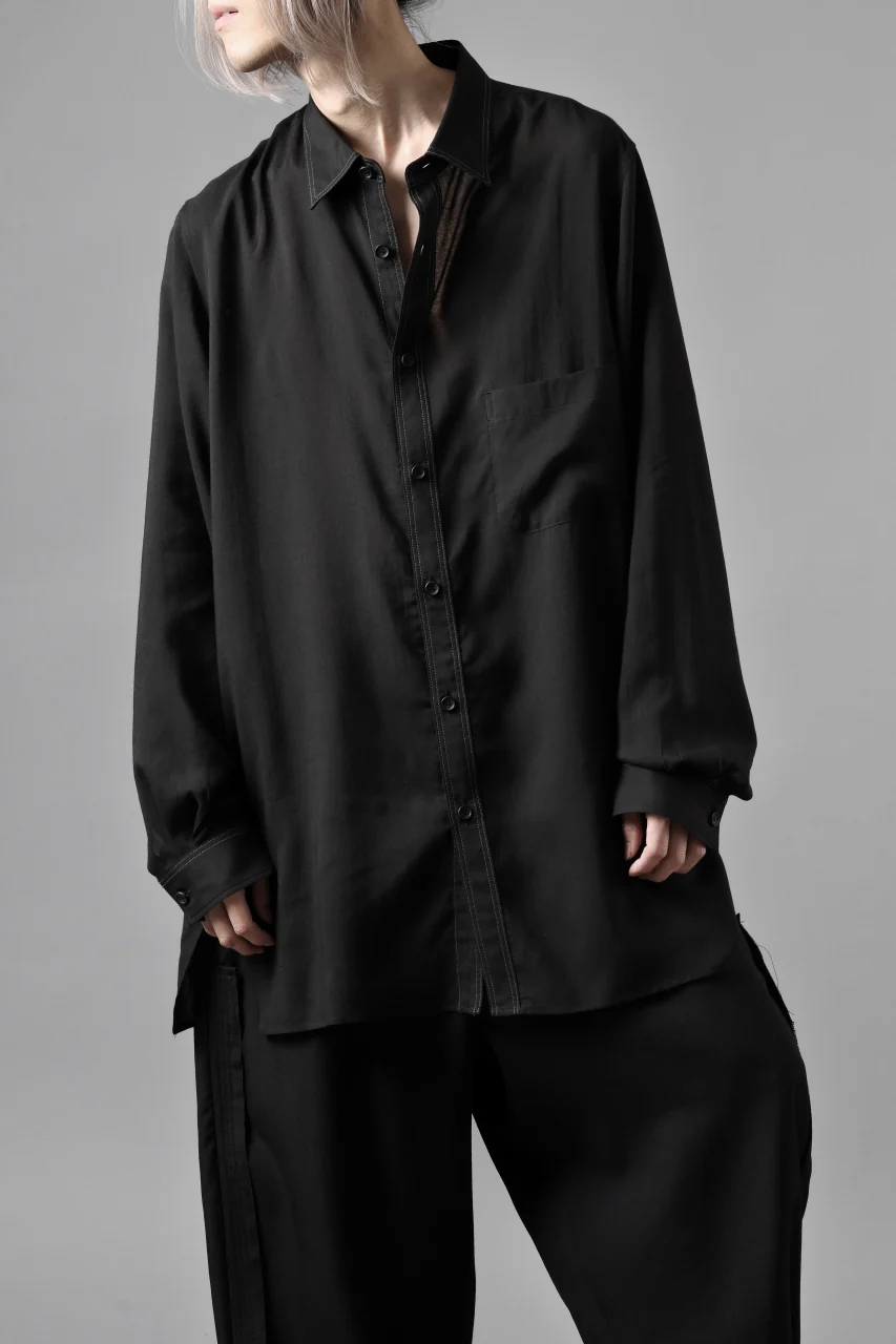 Y's for men DOUBLE STITCH SHIRT / CELLULOSE LAWN (BLACK) - Image 20