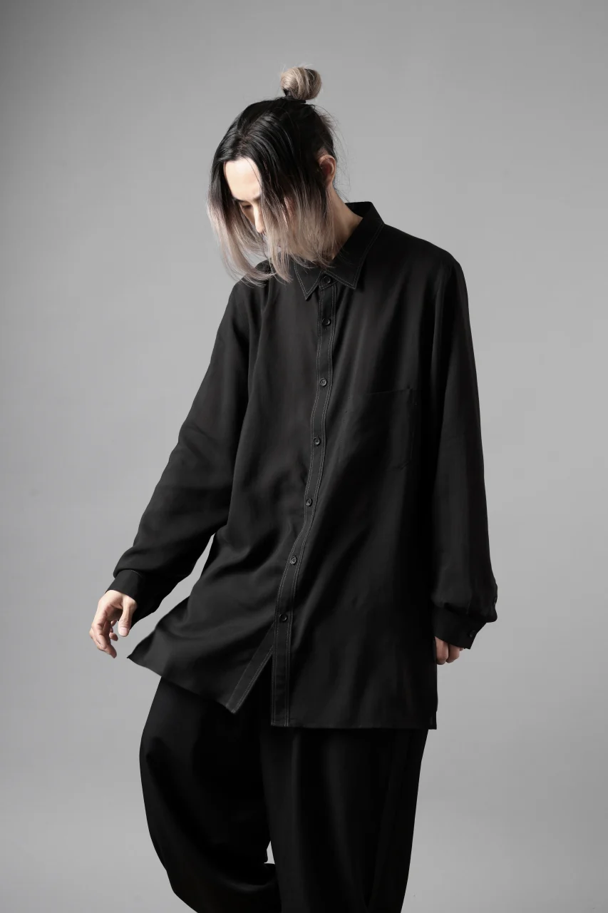 Y's for men DOUBLE STITCH SHIRT / CELLULOSE LAWN (BLACK) - Image 21