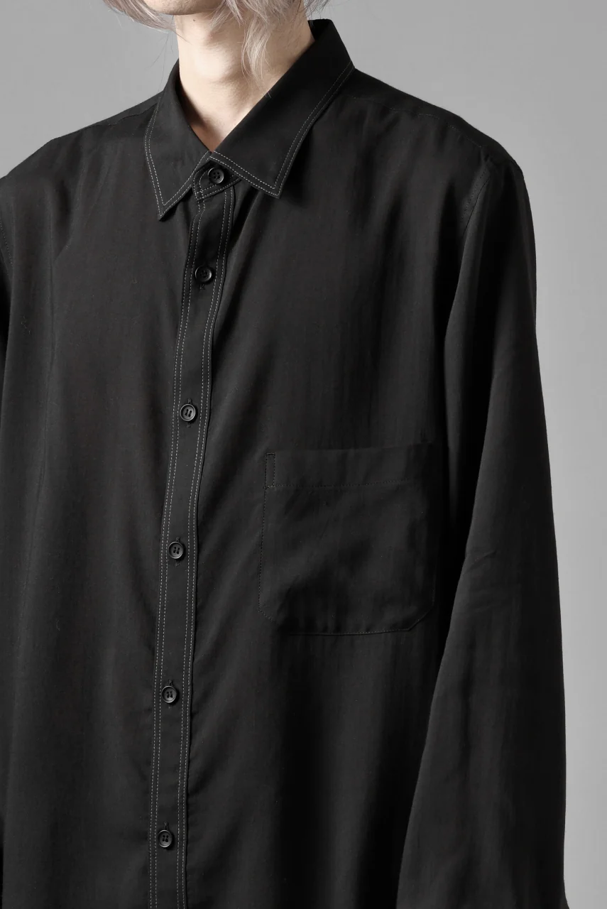 Y's for men DOUBLE STITCH SHIRT / CELLULOSE LAWN (BLACK) - Image 22