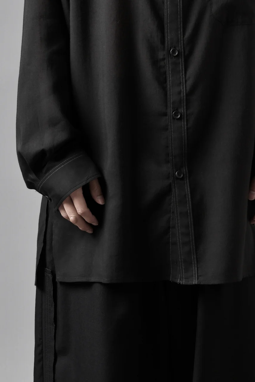 Y's for men DOUBLE STITCH SHIRT / CELLULOSE LAWN (BLACK) - Image 24