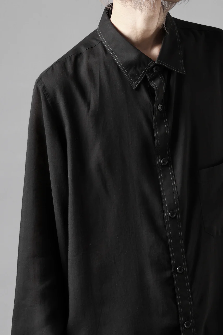 Y's for men DOUBLE STITCH SHIRT / CELLULOSE LAWN (BLACK) - Image 25