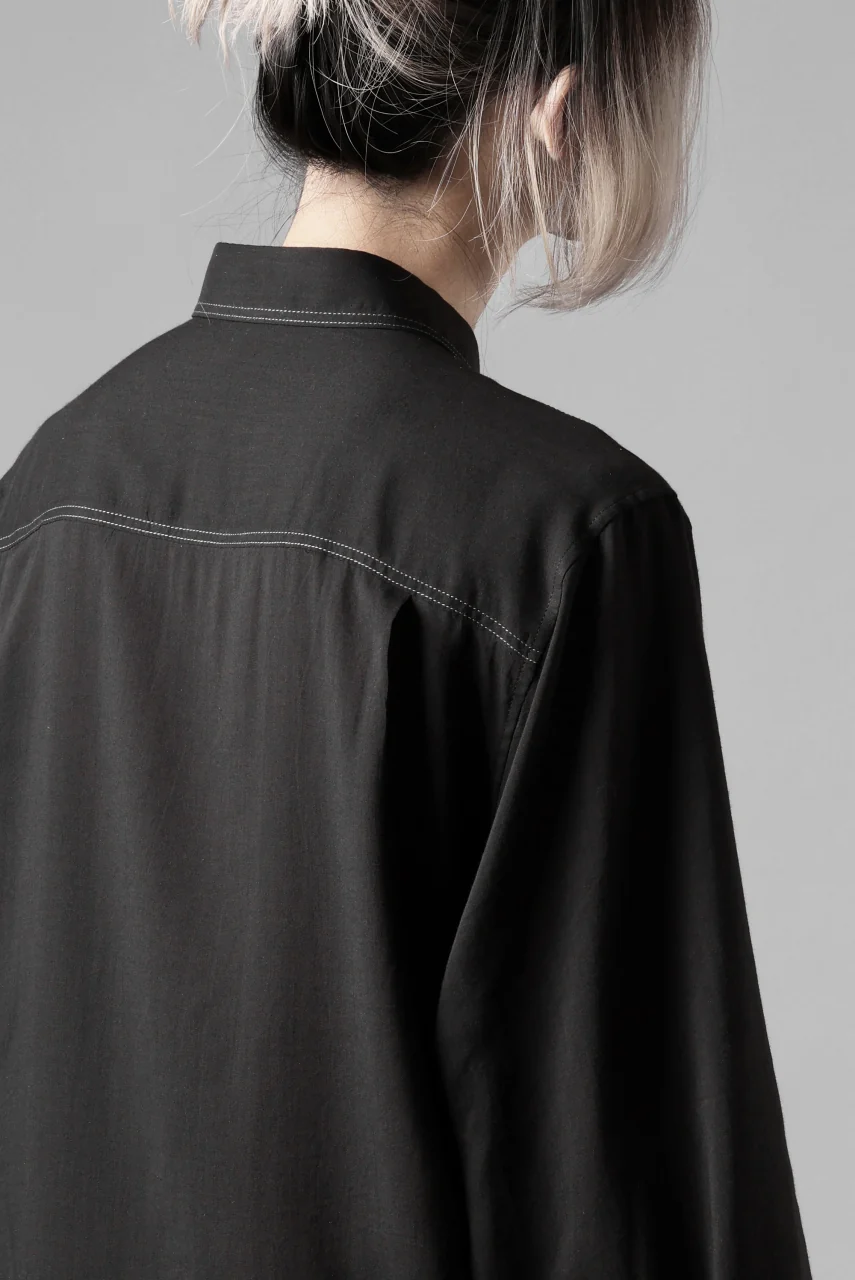 Y's for men DOUBLE STITCH SHIRT / CELLULOSE LAWN (BLACK) - Image 26