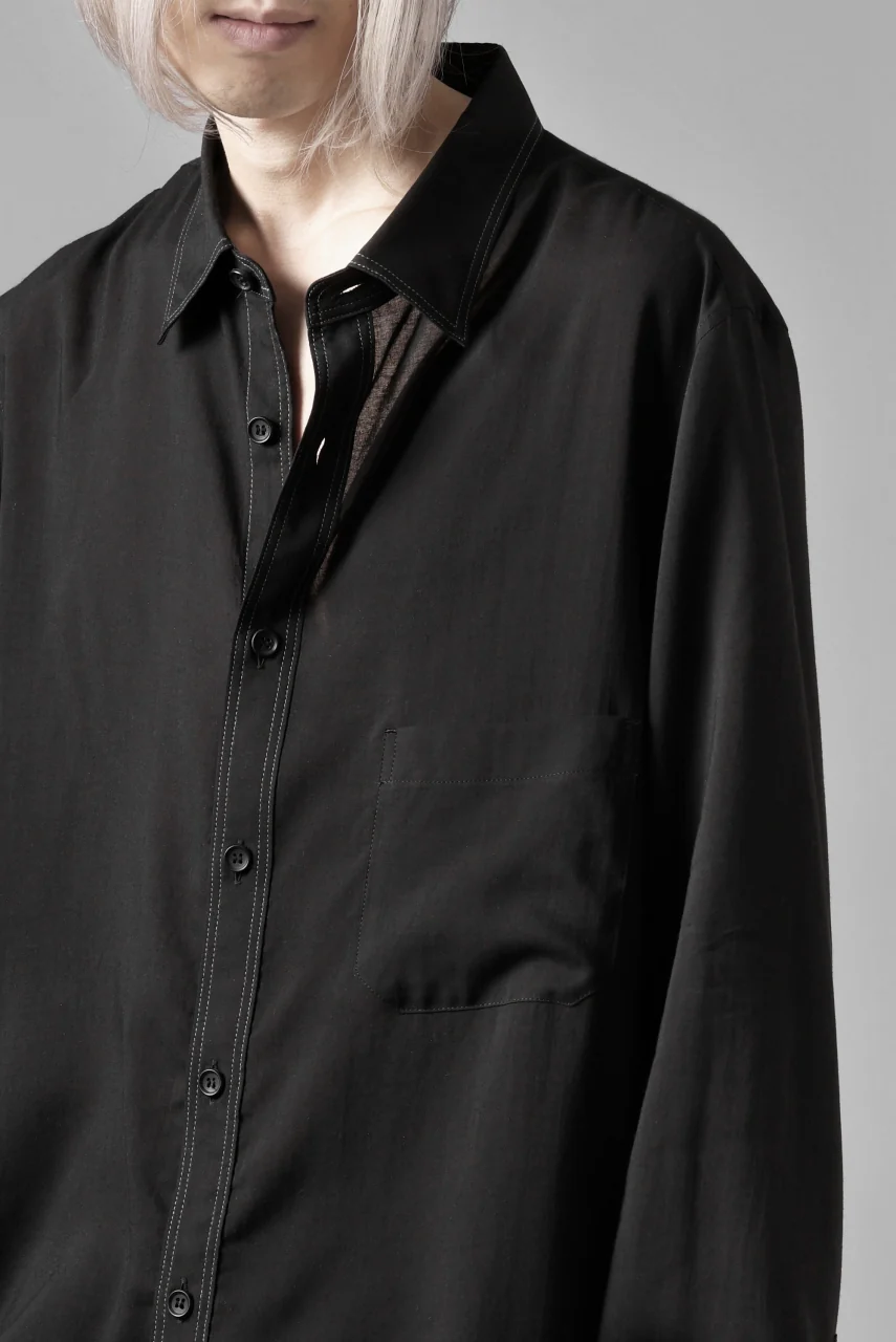 Y's for men DOUBLE STITCH SHIRT / CELLULOSE LAWN (BLACK) - Image 27