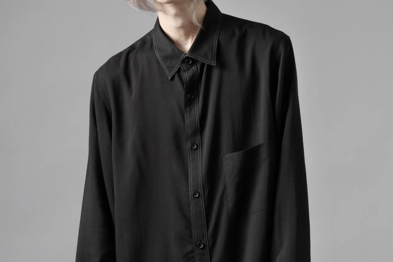 Y's for men DOUBLE STITCH SHIRT / CELLULOSE LAWN (BLACK) - Image 28