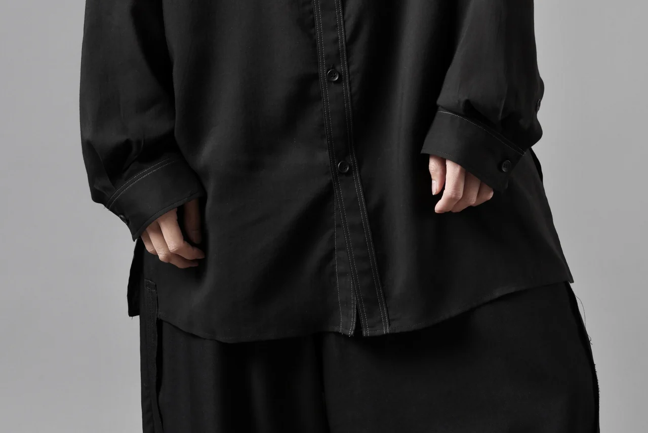 Y's for men DOUBLE STITCH SHIRT / CELLULOSE LAWN (BLACK) - Image 29