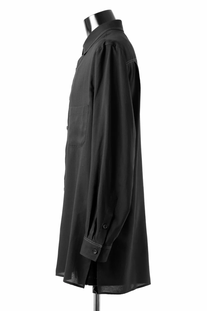 Y's for men DOUBLE STITCH SHIRT / CELLULOSE LAWN (BLACK) - Image 5