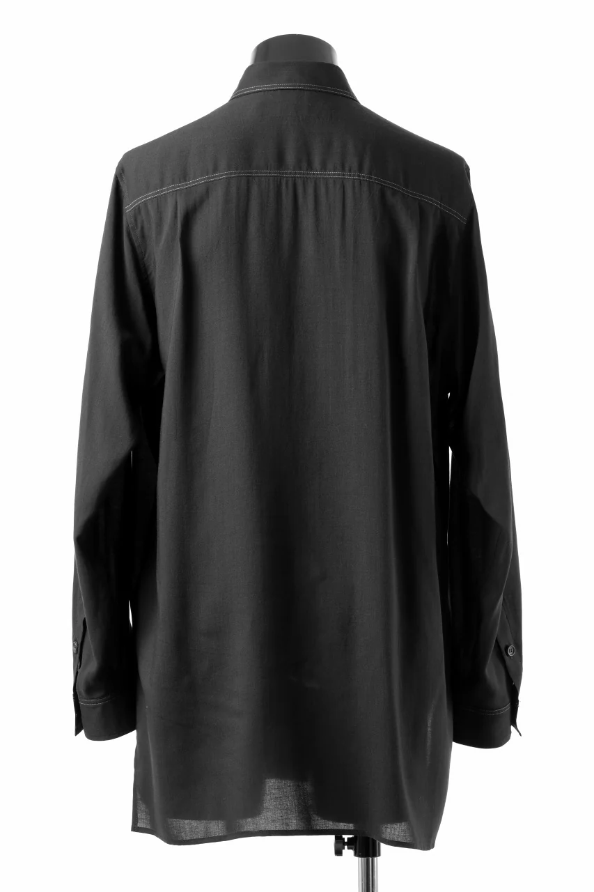 Y's for men DOUBLE STITCH SHIRT / CELLULOSE LAWN (BLACK) - Image 6