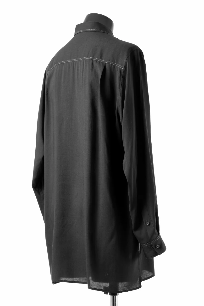 Y's for men DOUBLE STITCH SHIRT / CELLULOSE LAWN (BLACK) - Image 7