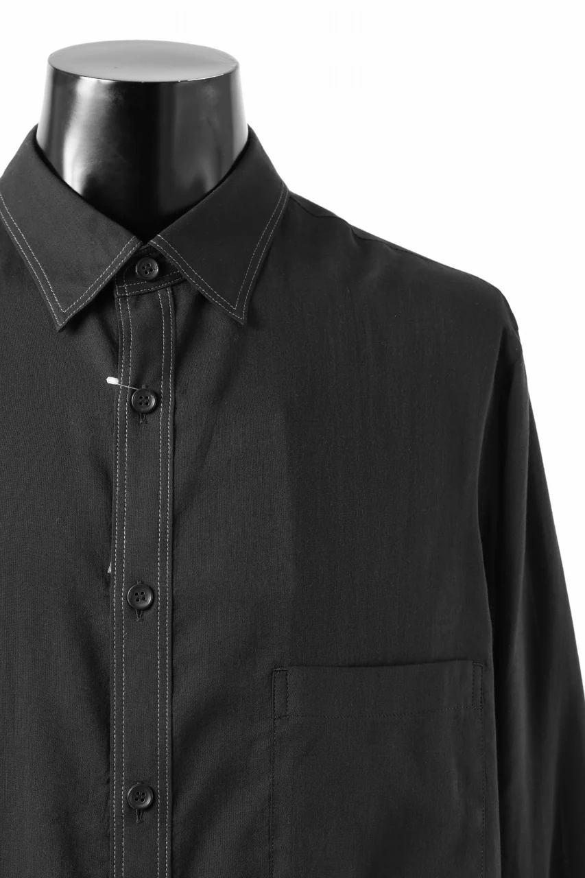 Y's for men DOUBLE STITCH SHIRT / CELLULOSE LAWN (BLACK) - Image 8