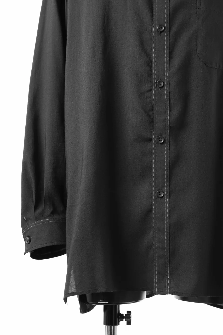 Y's for men DOUBLE STITCH SHIRT / CELLULOSE LAWN (BLACK) - Image 9
