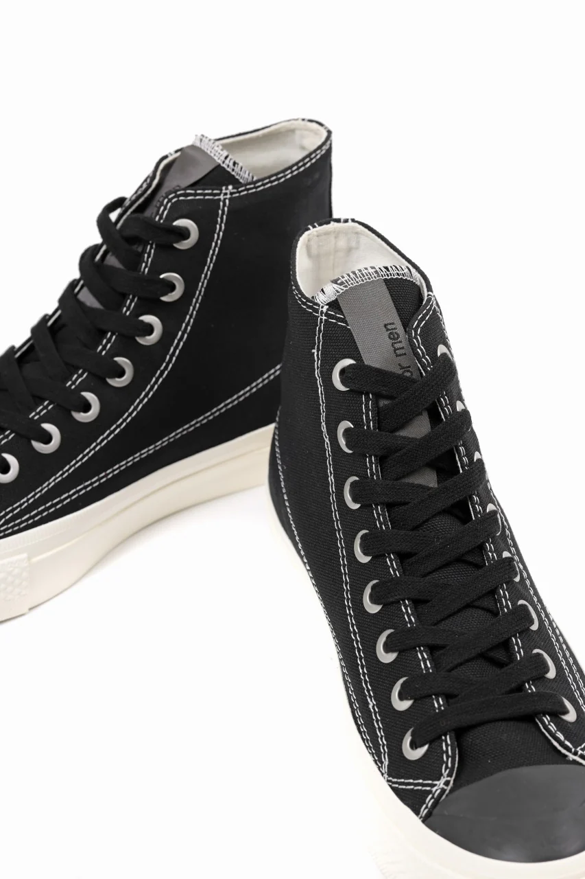 Y's for men HIGH TOP SNEAKER / COTTON CANVAS (BLACK x WHITE) - Image 16