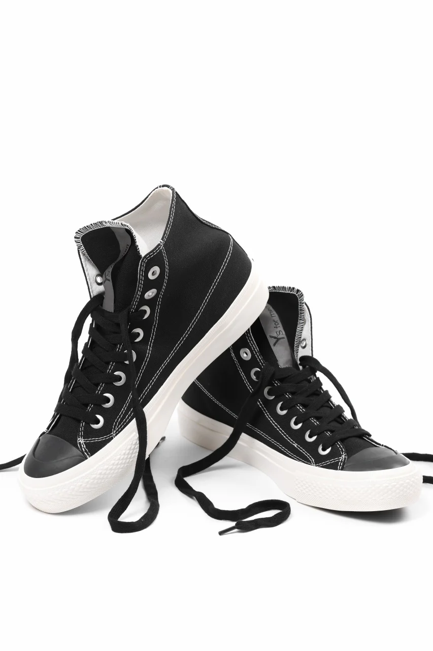 Y's for men HIGH TOP SNEAKER / COTTON CANVAS (BLACK x WHITE) - Image 9