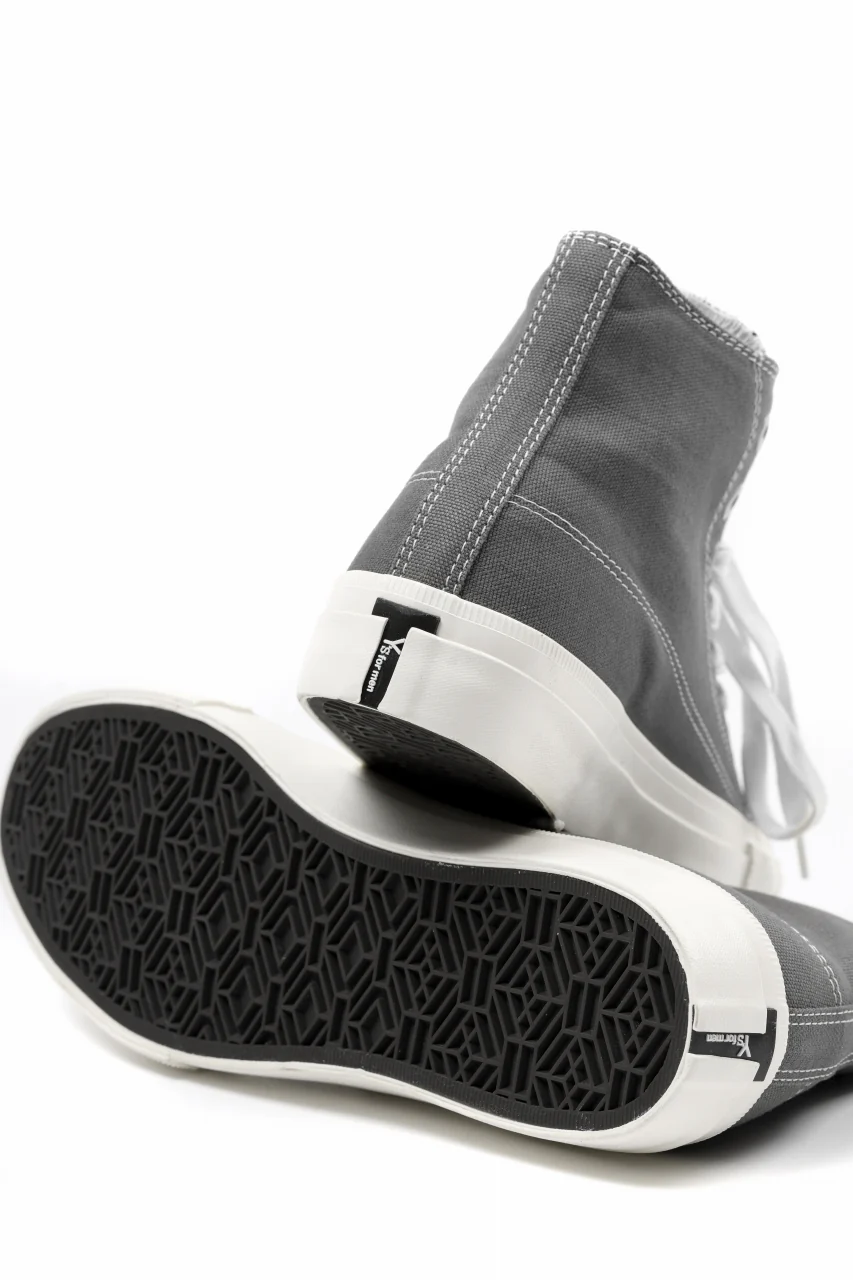 Y's for men HIGH TOP SNEAKER / COTTON CANVAS (GREY x WHITE) - Image 10