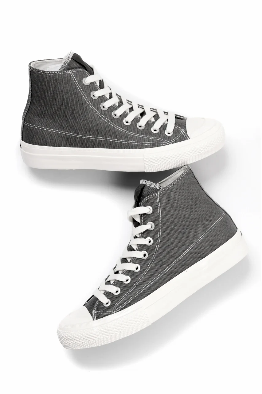 Y's for men HIGH TOP SNEAKER / COTTON CANVAS (GREY x WHITE) - Image 11