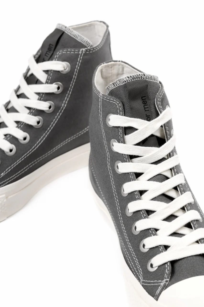 Y's for men HIGH TOP SNEAKER / COTTON CANVAS (GREY x WHITE) - Image 12