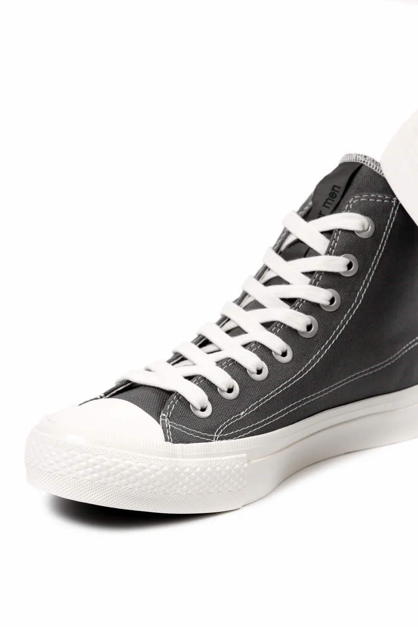 Y's for men HIGH TOP SNEAKER / COTTON CANVAS (GREY x WHITE) - Image 13