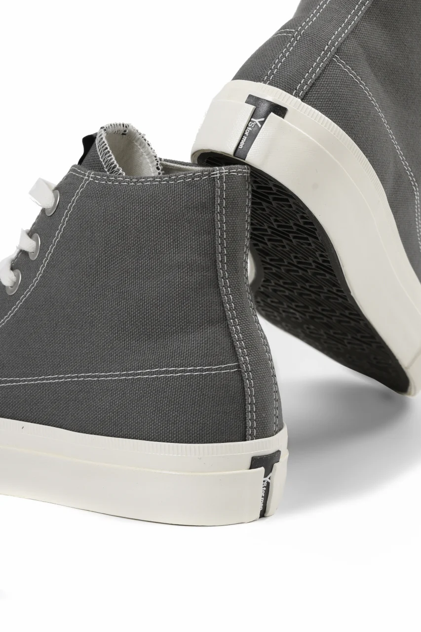 Y's for men HIGH TOP SNEAKER / COTTON CANVAS (GREY x WHITE) - Image 14