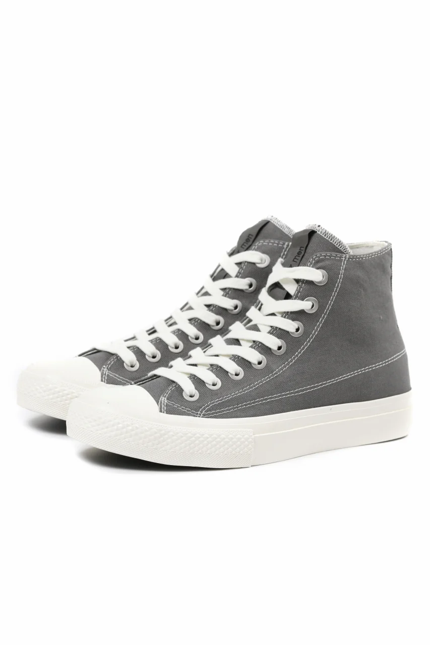 Y's for men HIGH TOP SNEAKER / COTTON CANVAS (GREY x WHITE) - Image 4