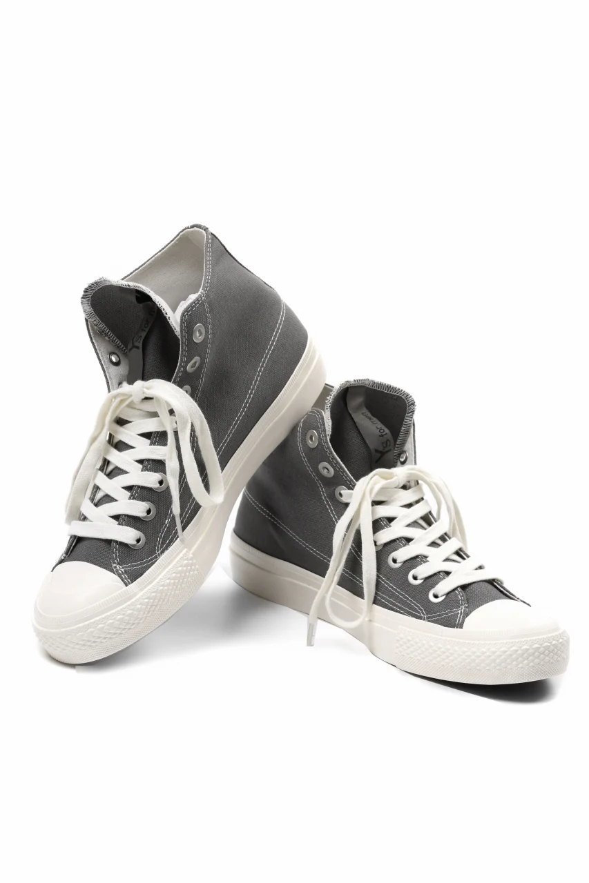 Y's for men HIGH TOP SNEAKER / COTTON CANVAS (GREY x WHITE) - Image 7