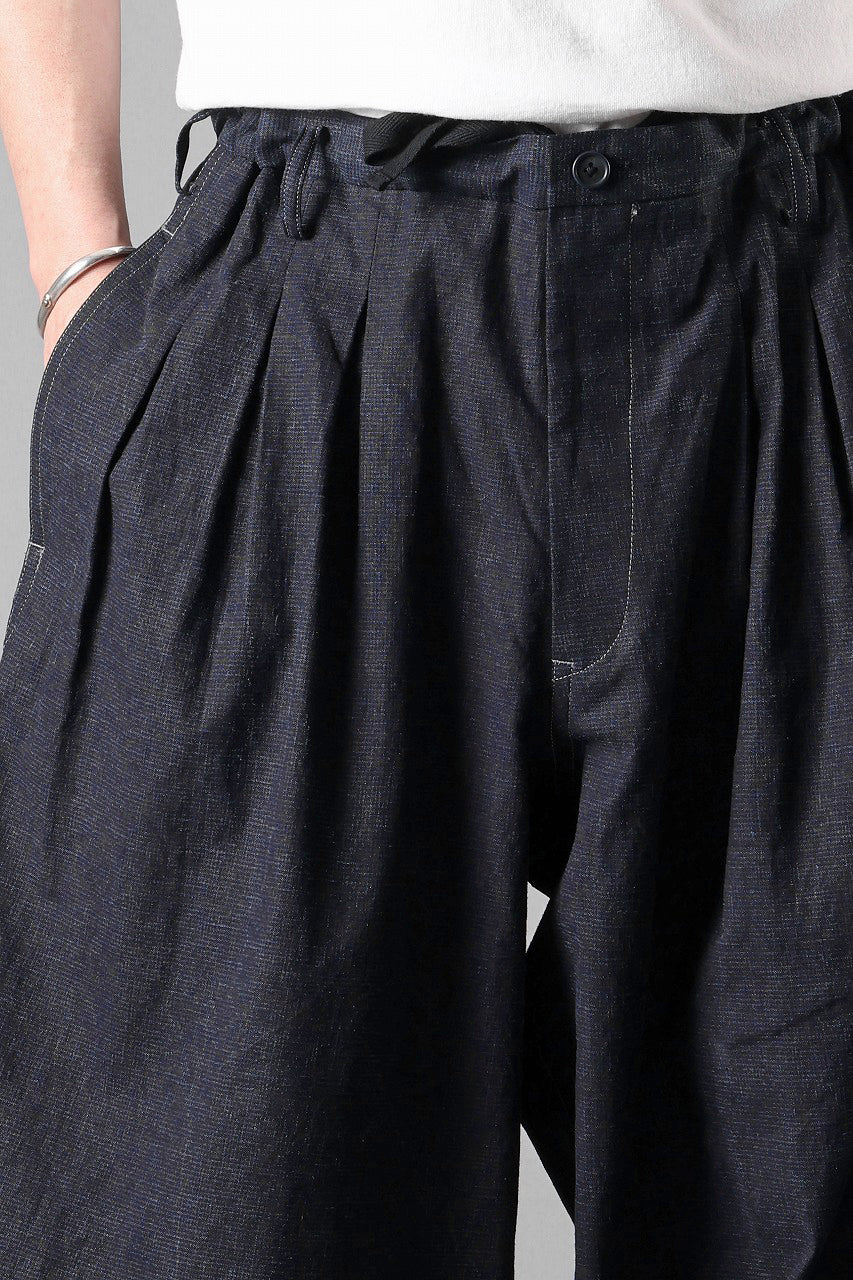 Y's for men INK-DYED HOUNDSTOOTH 12 TUCKS PANTS (BLUE) - Image 10