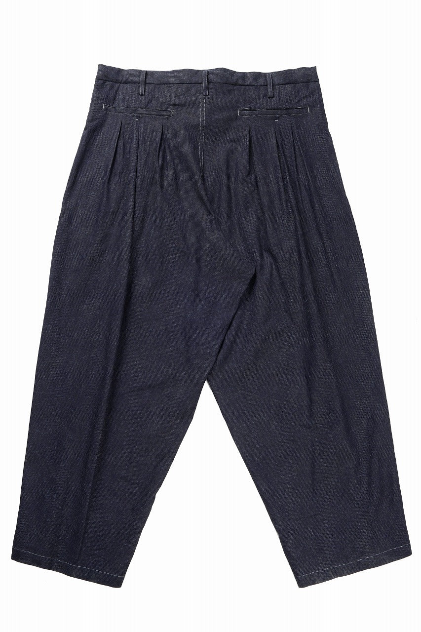 Y's for men INK-DYED HOUNDSTOOTH 12 TUCKS PANTS (BLUE) - Image 16