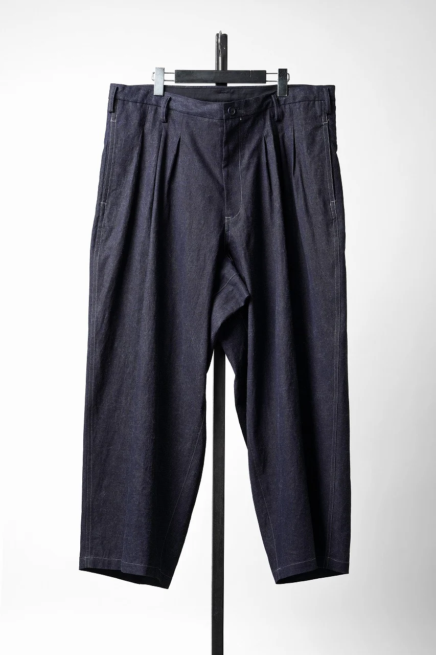 Y's for men INK-DYED HOUNDSTOOTH 12 TUCKS PANTS (BLUE) - Image 2