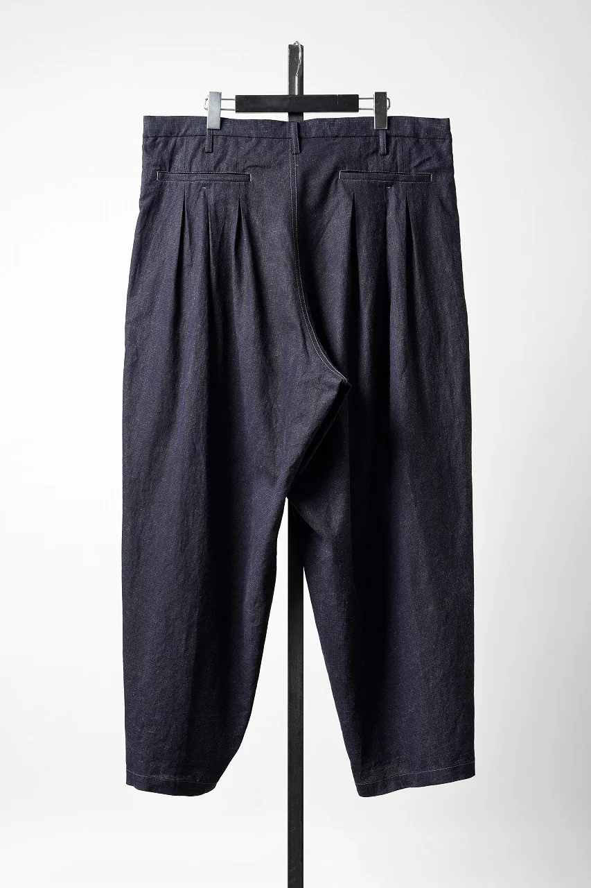 Y's for men INK-DYED HOUNDSTOOTH 12 TUCKS PANTS (BLUE) - Image 4