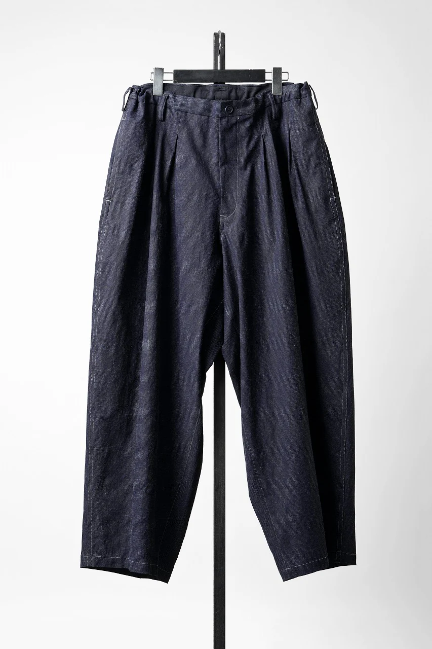 Y's for men INK-DYED HOUNDSTOOTH 12 TUCKS PANTS (BLUE) - Image 5