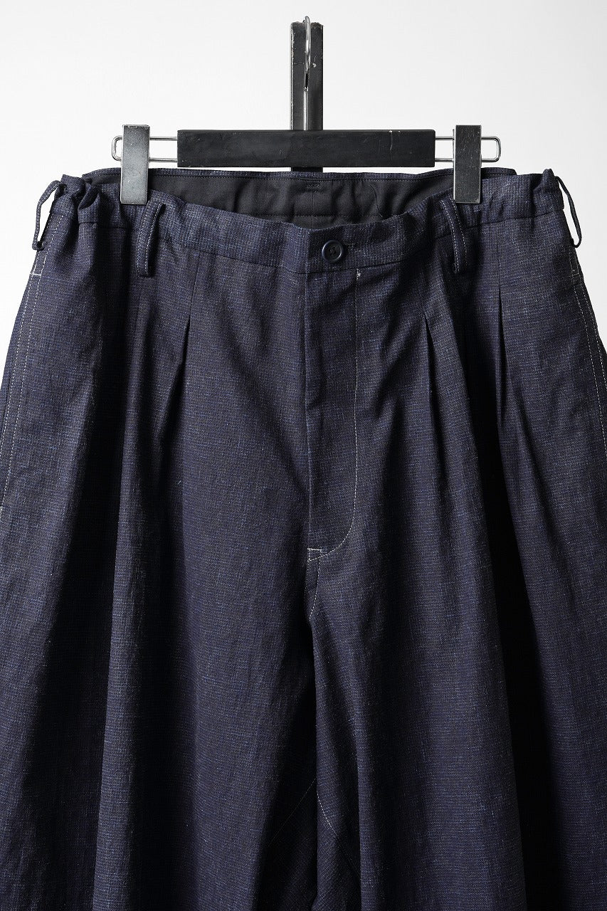 Y's for men INK-DYED HOUNDSTOOTH 12 TUCKS PANTS (BLUE) - Image 9