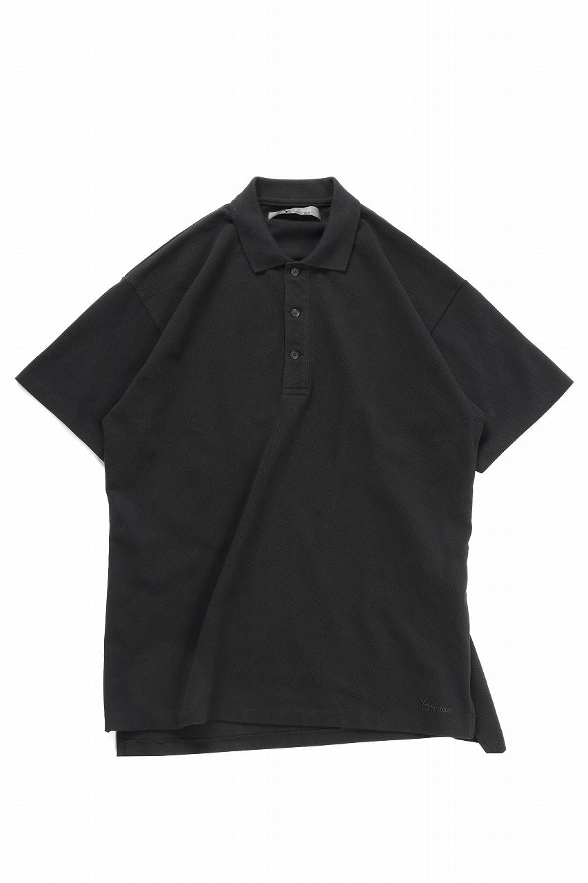 Y's for men LOGO EMBROIDERY POLO SHIRT / GARMENT DYED KANOKO (BLACK) - Image 2