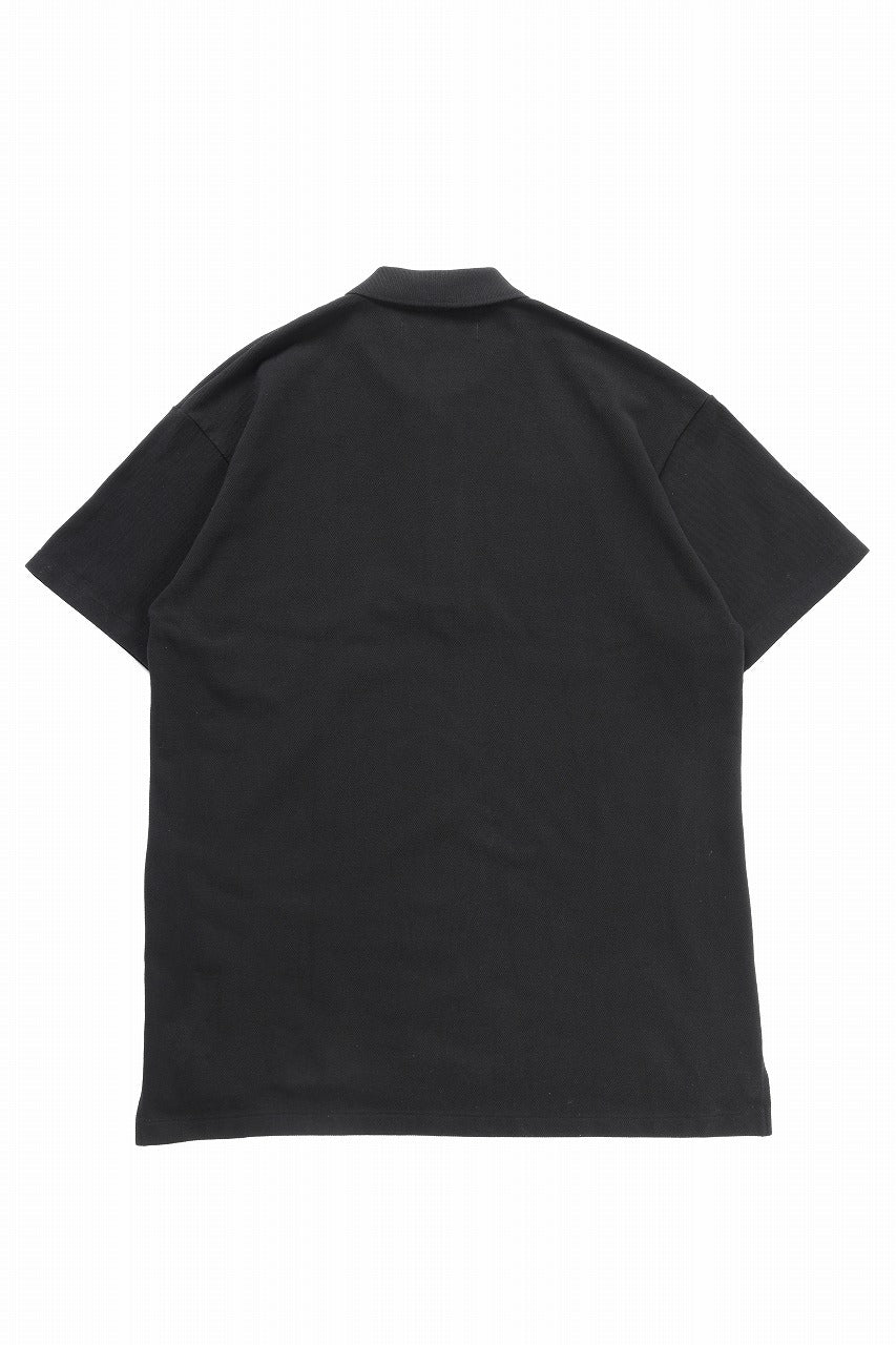 Y's for men LOGO EMBROIDERY POLO SHIRT / GARMENT DYED KANOKO (BLACK) - Image 3
