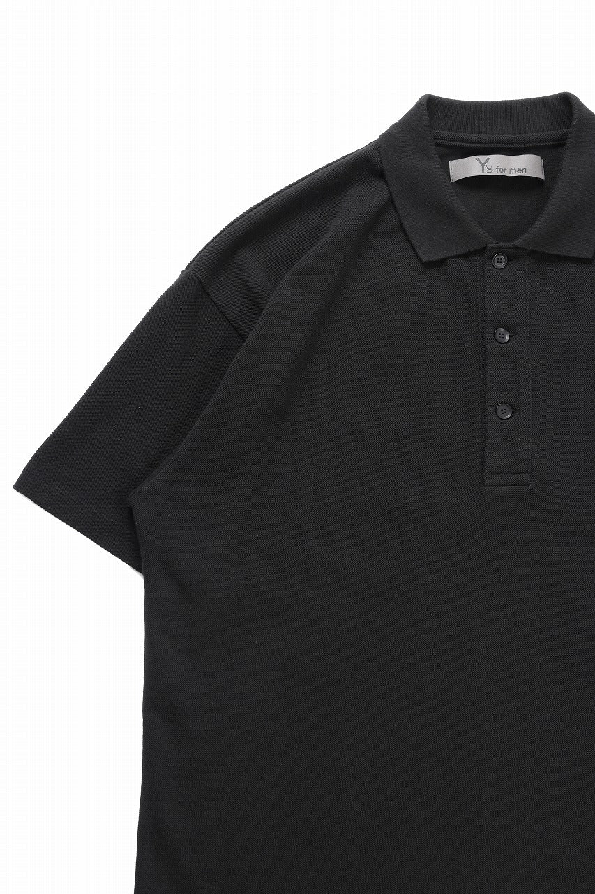 Y's for men LOGO EMBROIDERY POLO SHIRT / GARMENT DYED KANOKO (BLACK) - Image 4