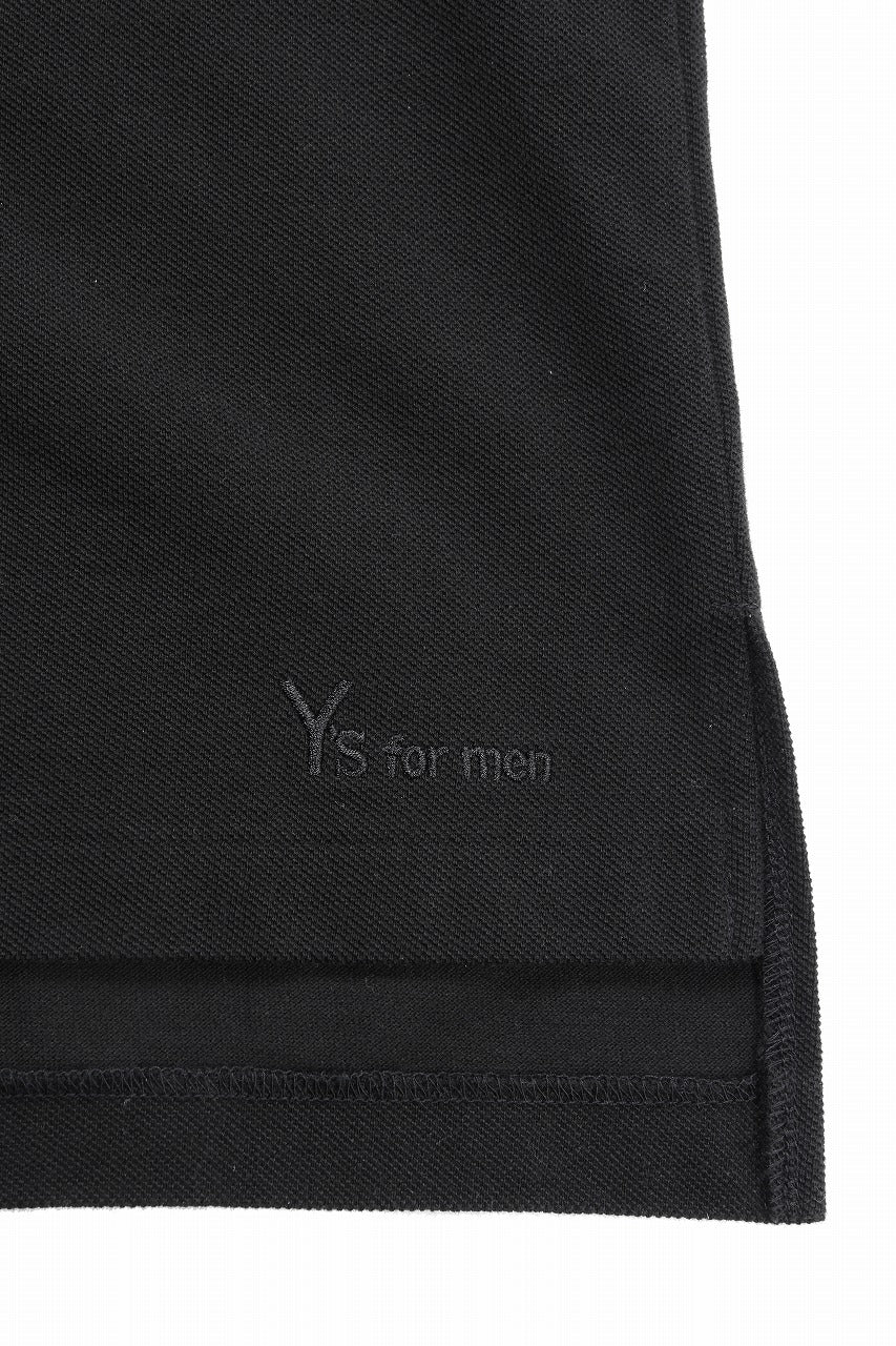 Y's for men LOGO EMBROIDERY POLO SHIRT / GARMENT DYED KANOKO (BLACK) - Image 5