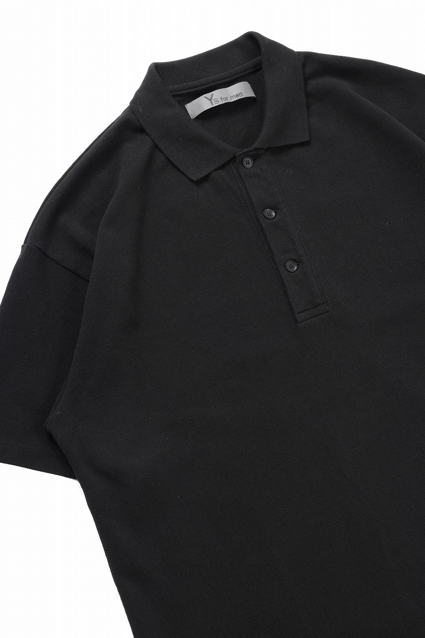 Y's for men LOGO EMBROIDERY POLO SHIRT / GARMENT DYED KANOKO (BLACK) - Image 6