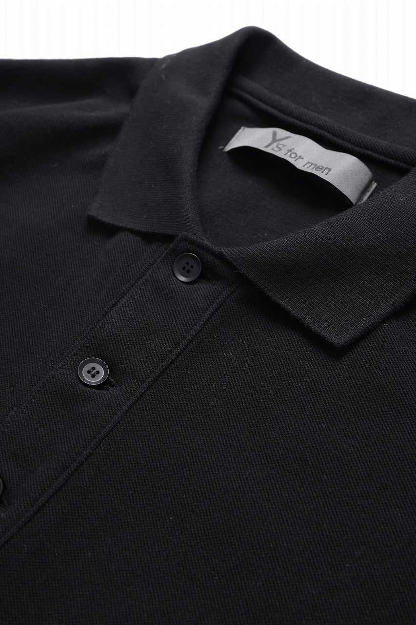 Y's for men LOGO EMBROIDERY POLO SHIRT / GARMENT DYED KANOKO (BLACK) - Image 7