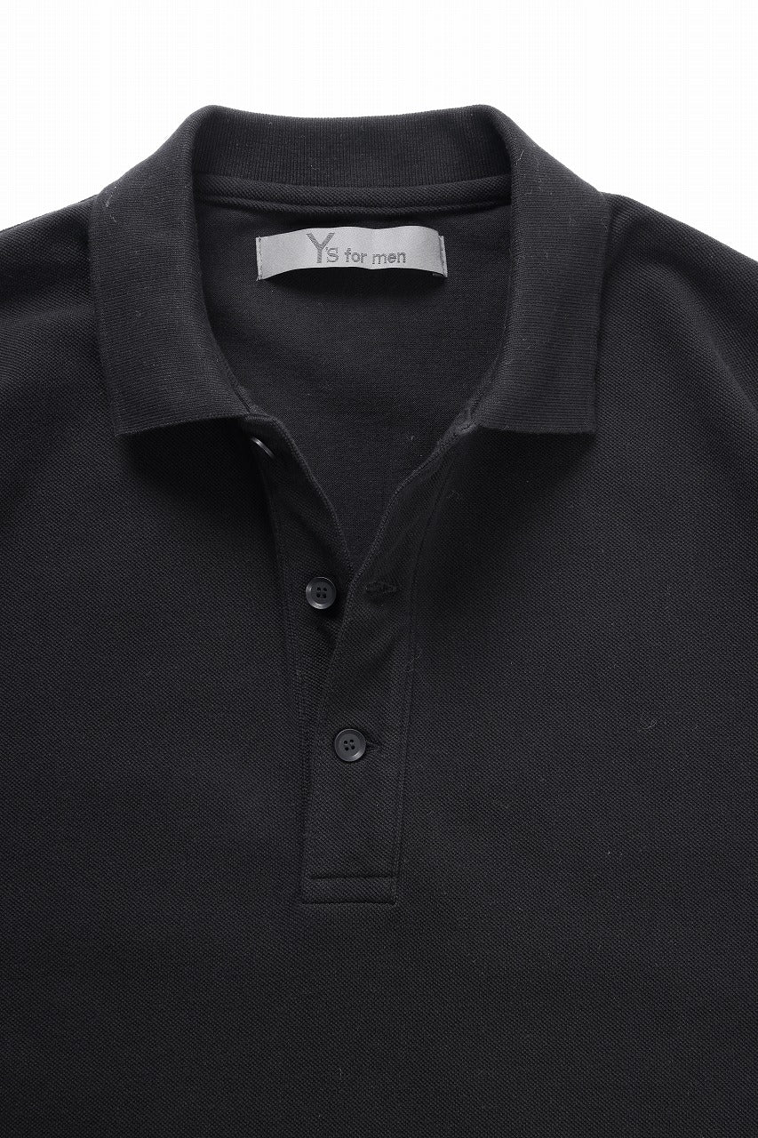 Y's for men LOGO EMBROIDERY POLO SHIRT / GARMENT DYED KANOKO (BLACK) - Image 8
