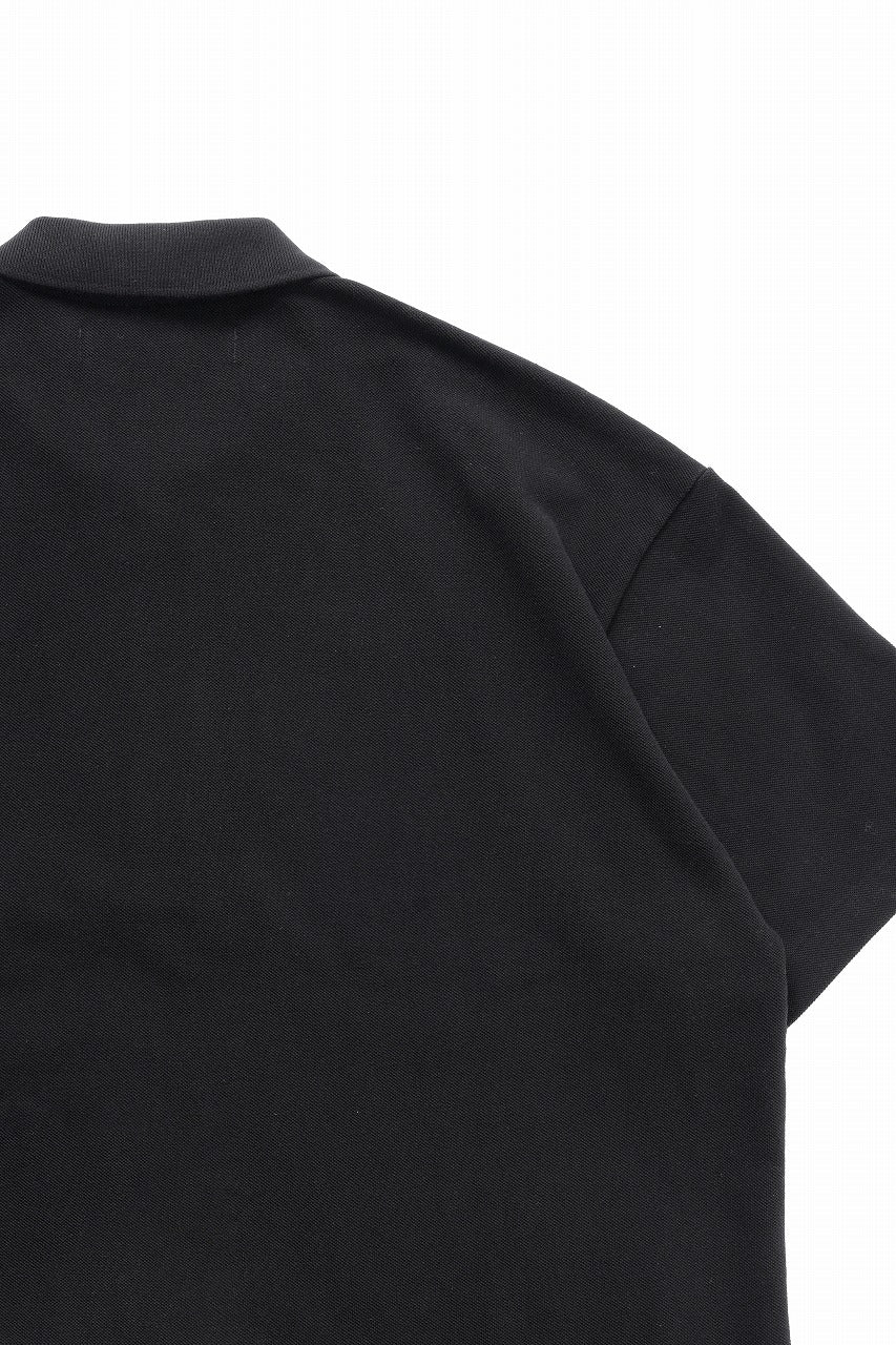 Y's for men LOGO EMBROIDERY POLO SHIRT / GARMENT DYED KANOKO (BLACK) - Image 9