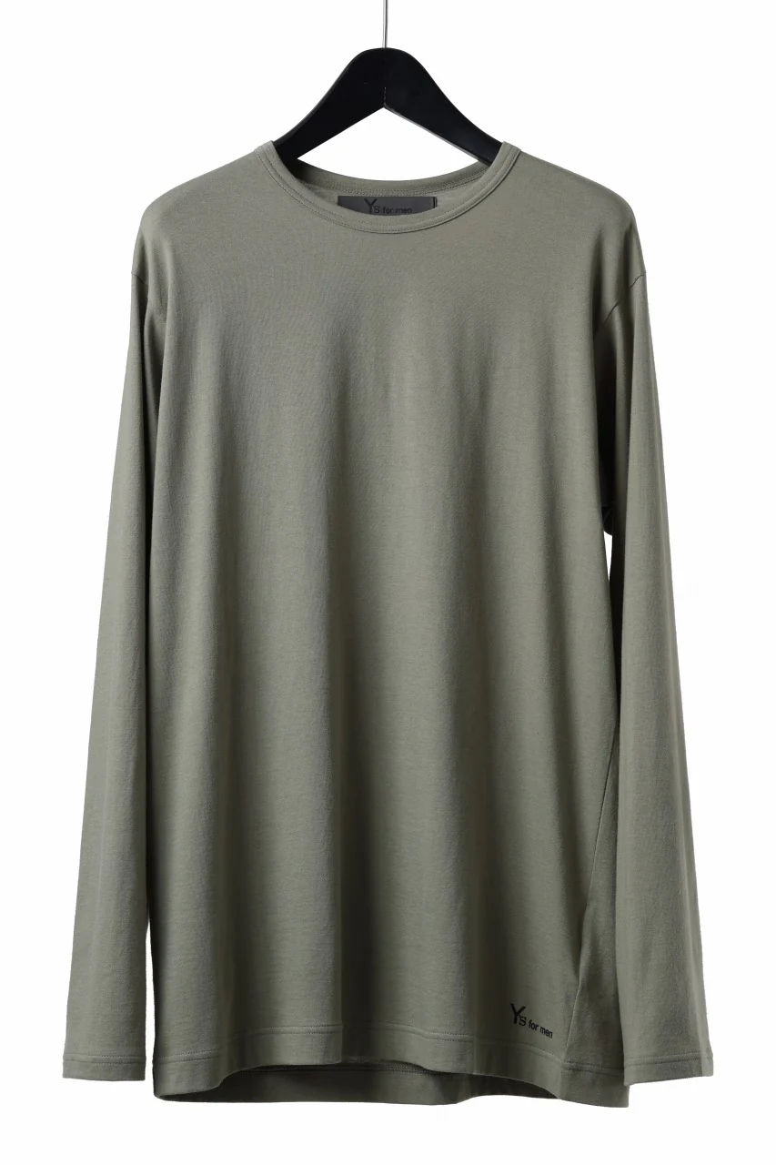 Y's for men LOGO PRINT LONG SLEEVE T-SHIRTS / 30/1 COMA COTTON (KHAKI)