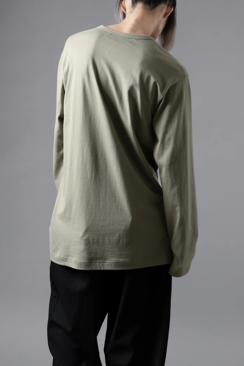 Y's for men LOGO PRINT LONG SLEEVE T-SHIRTS / 30/1 COMA COTTON (KHAKI) - Image 15