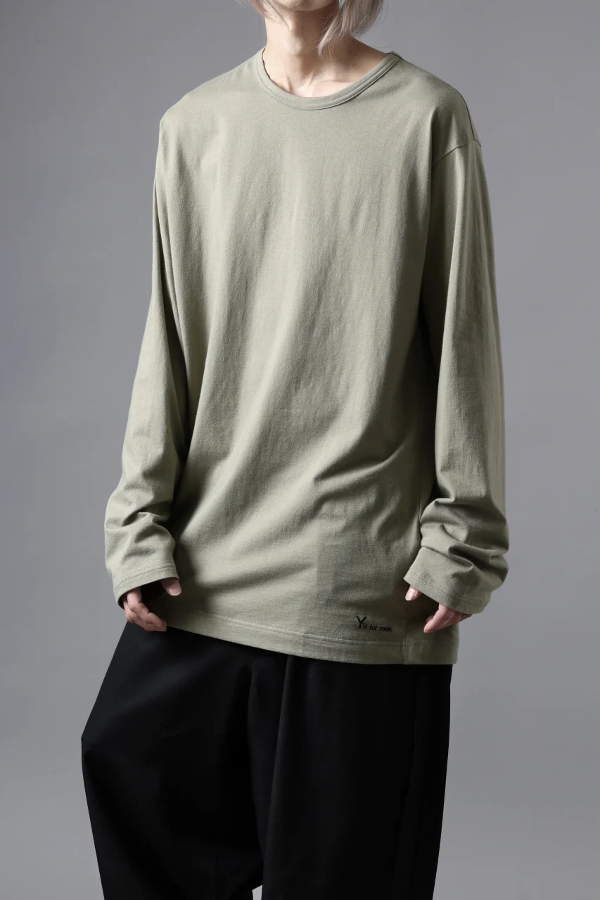 Y's for men LOGO PRINT LONG SLEEVE T-SHIRTS / 30/1 COMA COTTON (KHAKI) - Image 16