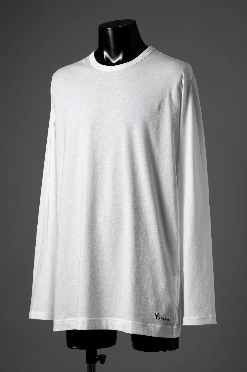 Y's for men LOGO PRINT LONG SLEEVE T-SHIRTS / 30/1 COMA COTTON (WHITE) - Image 2