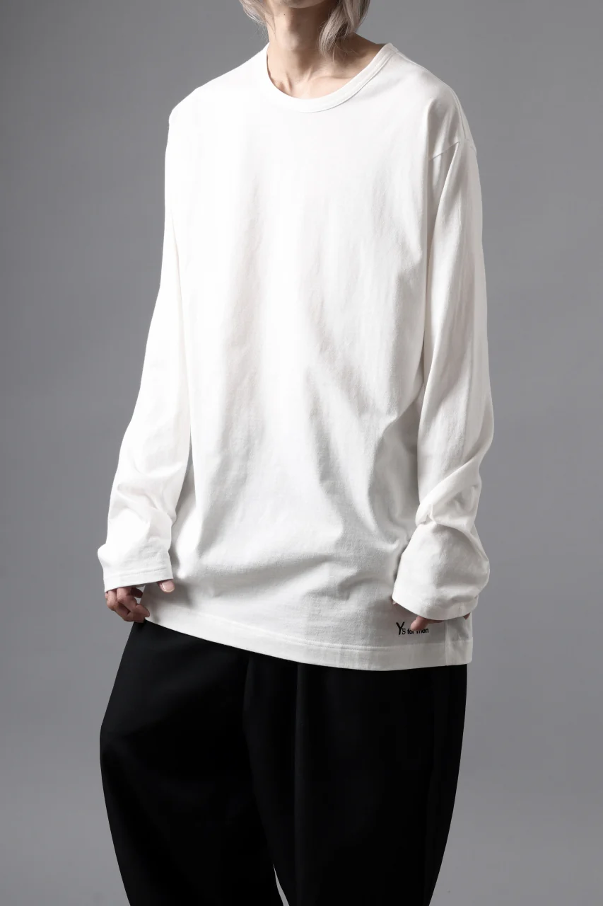 Y's for men LOGO PRINT LONG SLEEVE T-SHIRTS / 30/1 COMA COTTON (OFF WHITE) - Image 6