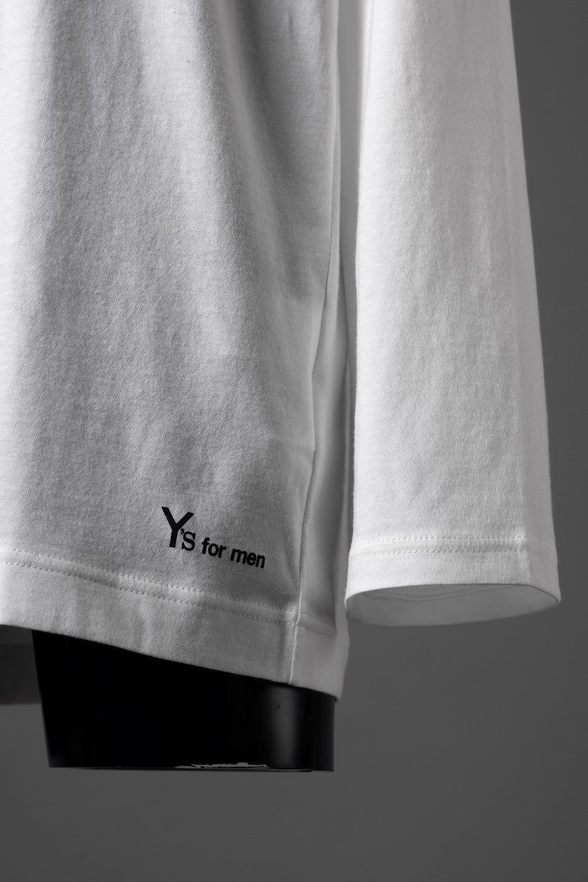 Y's for men LOGO PRINT LONG SLEEVE T-SHIRTS / 30/1 COMA COTTON (WHITE) - Image 8