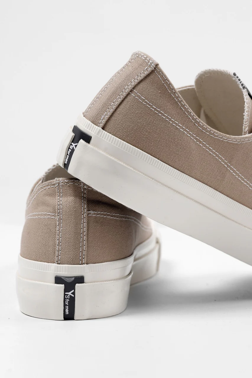 Y's for men LOW TOP SNEAKER / COTTON CANVAS (BEIGE) - Image 10